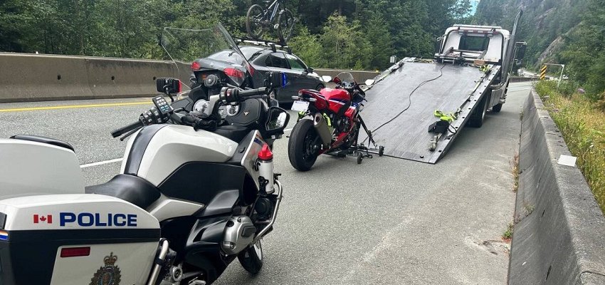 Learner motorcycle rider busted going 177 km/h in 80 km/h zone on BC highway