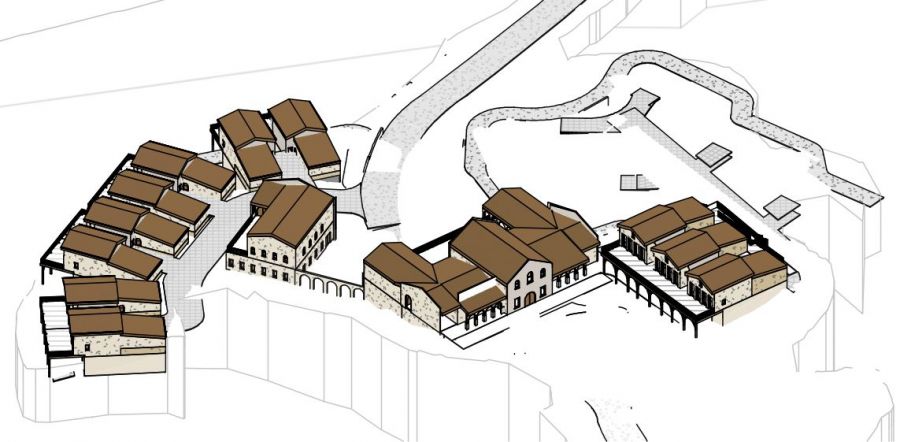 <who>Photo Credit: BlueGreen Architecture</who>The proposed layout of Kelowna Wine Village.