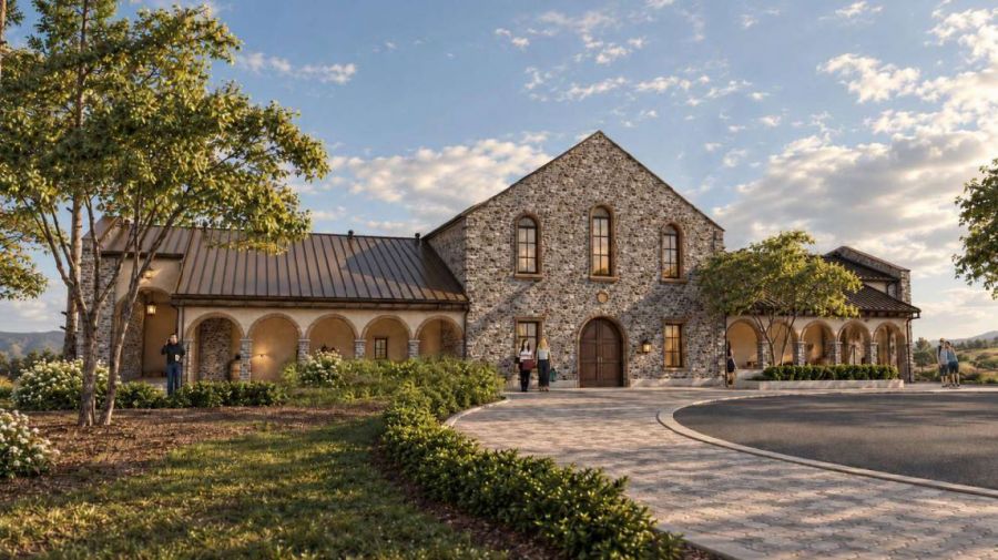<who>Photo Credit: BlueGreen Architecture</who>A rendering of the front of the agricultural production building.